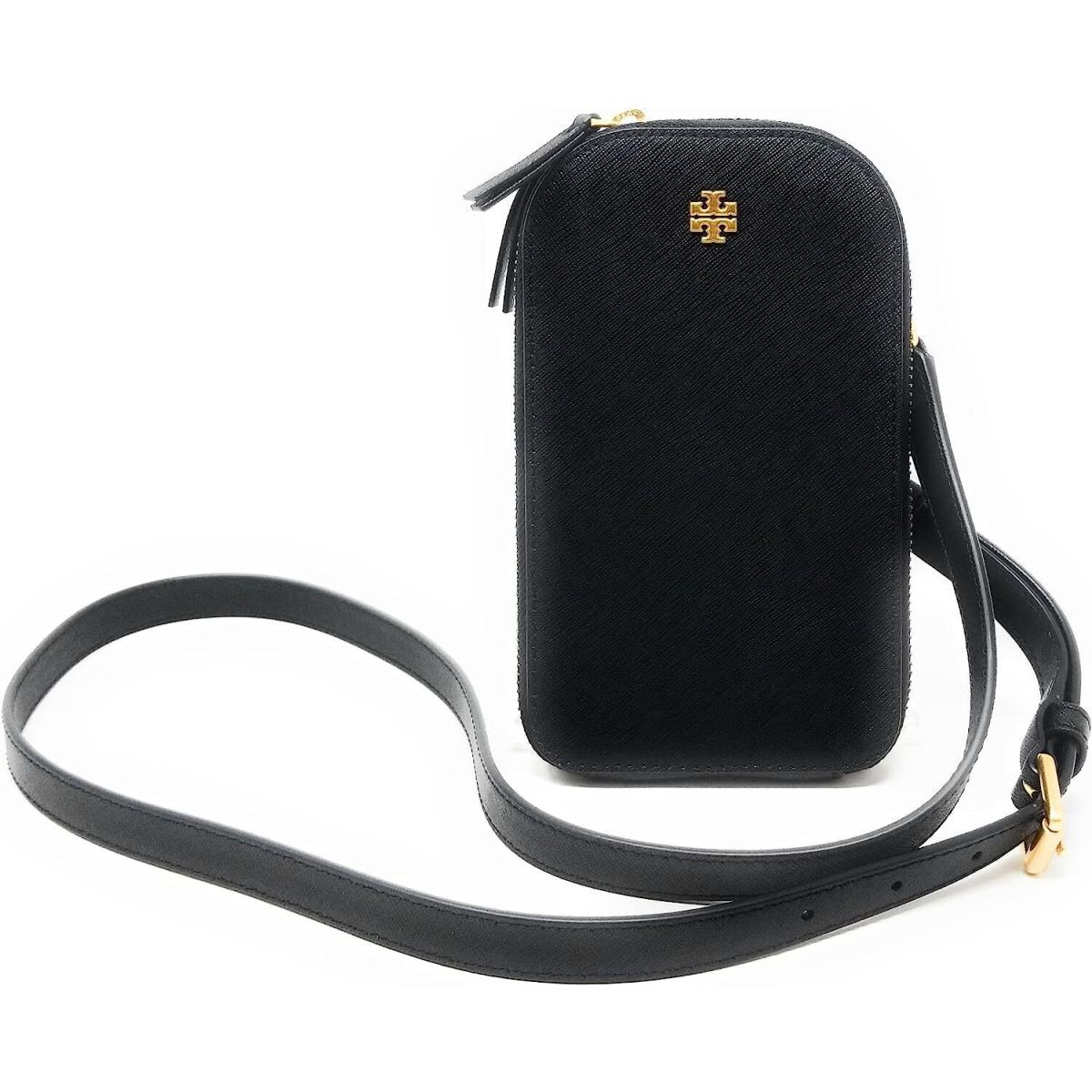 Tory Burch Emerson Black Leather Phone Crossbody Bag Holder Retail