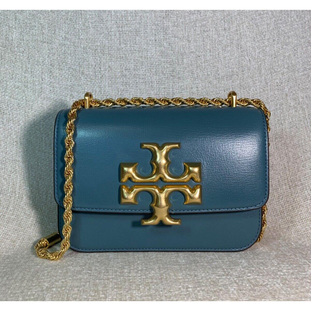 Tory Burch Brisk Blue Textured Eleanor Small Convertible Shoulder Bag