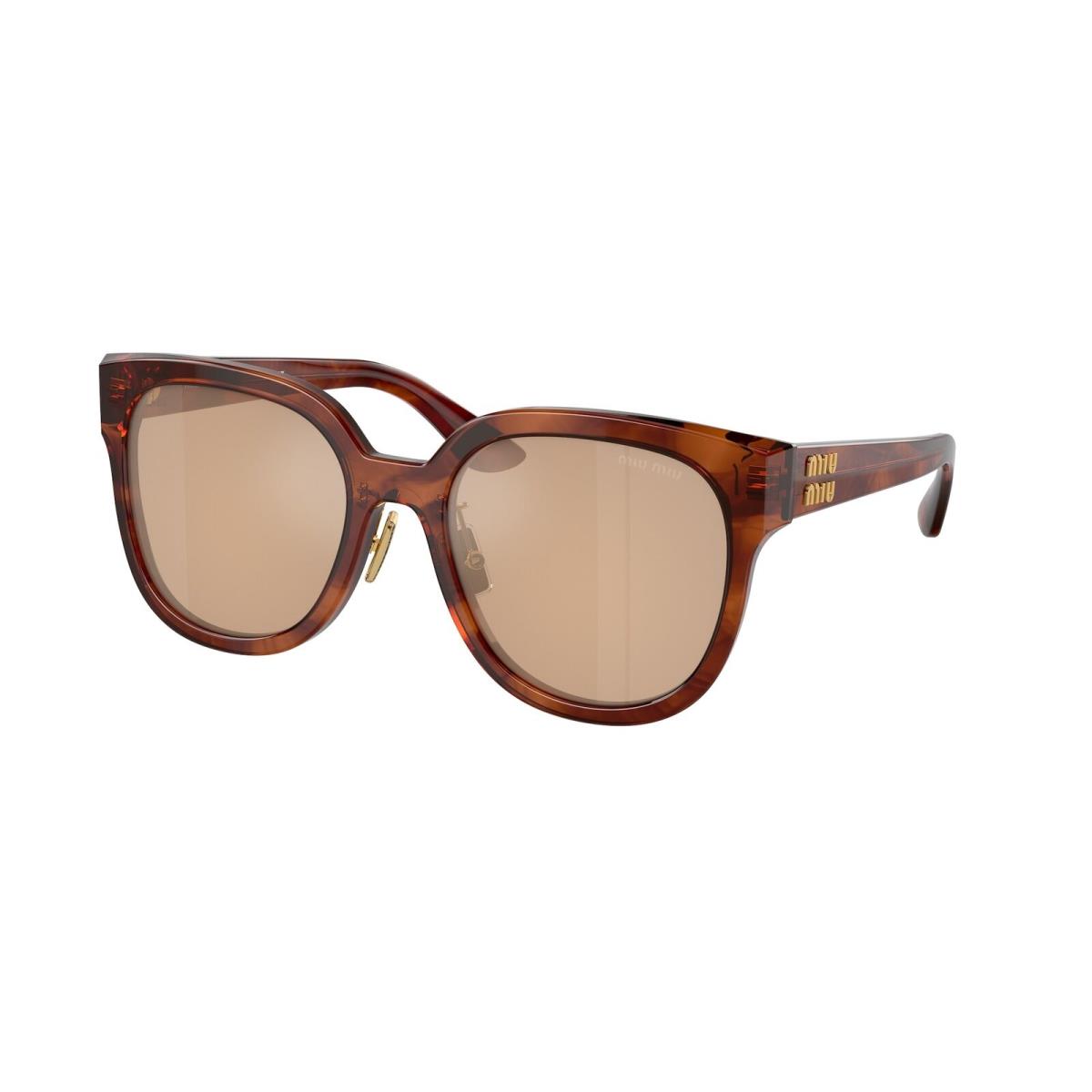 Miu Miu MU 01ZS 11Q40D Striped Tobacco Orange Mirror 55 mm Women`s Sunglasses