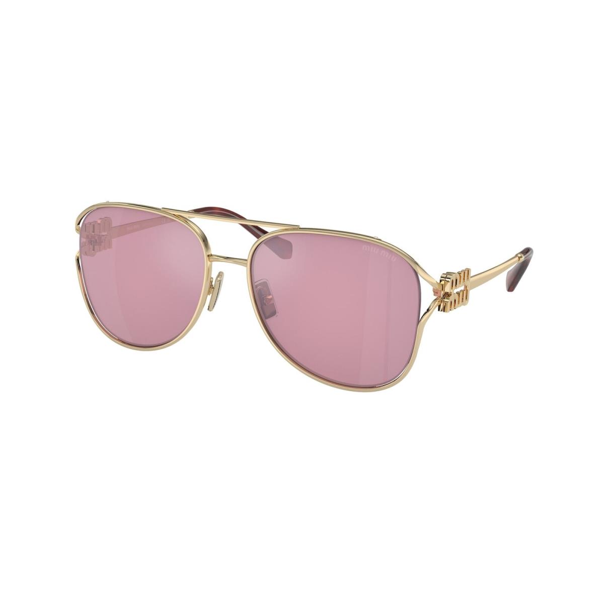 Miu Miu MU 52ZS ZVN50D Pale Gold Dark Pink Mirror Silver 58mm Women`s Sunglasses