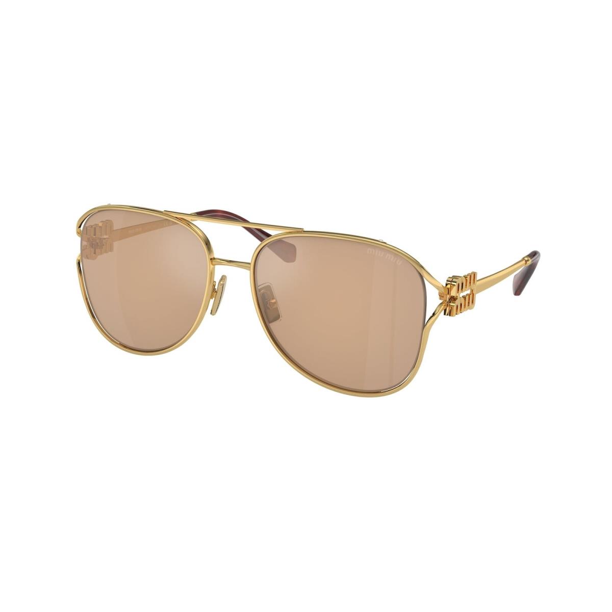 Miu Miu MU 52ZS 5AK40D Gold Light Orange Mirror Silver 58 mm Women`s Sunglasses