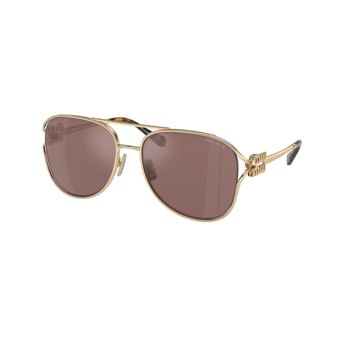 Miu Miu MU 52ZS ZVN70D Pale Gold Brown Mirr Int Violet 58 mm Women`s Sunglasses