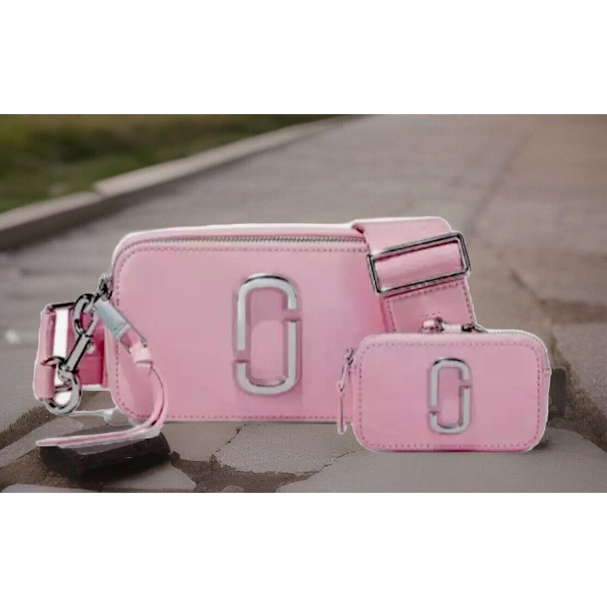 Marc Jacobs The Utility Snapshot Logo Crossbody Bag W/pouch- Bubblegum