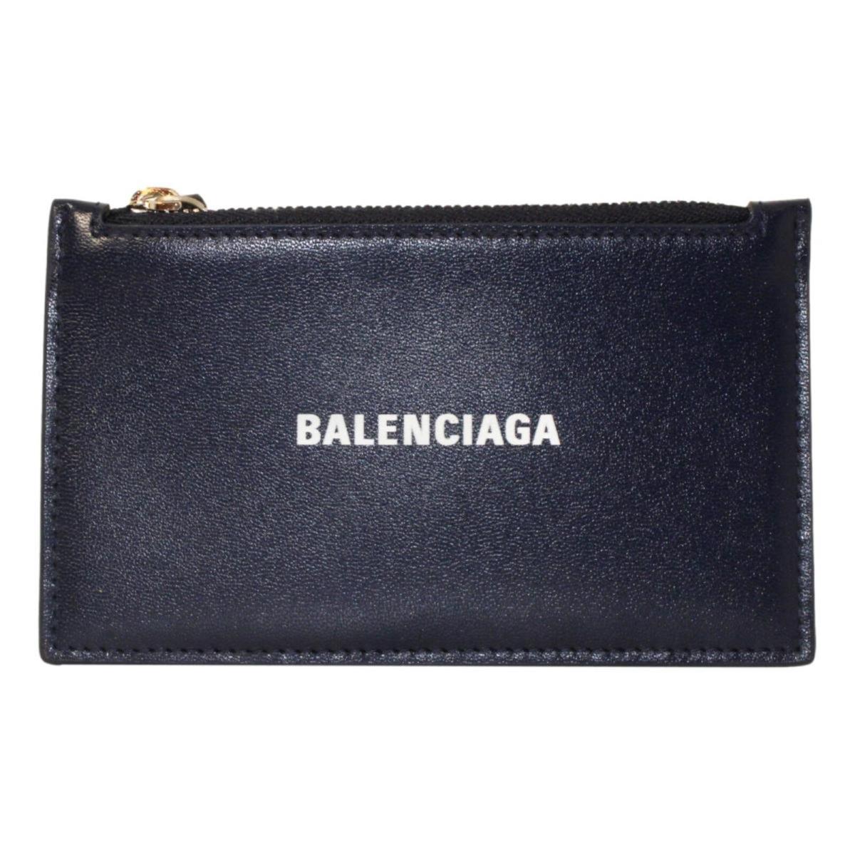 Balenciaga Cash Navy Leather Large Coin Card Holder Wallet 594311