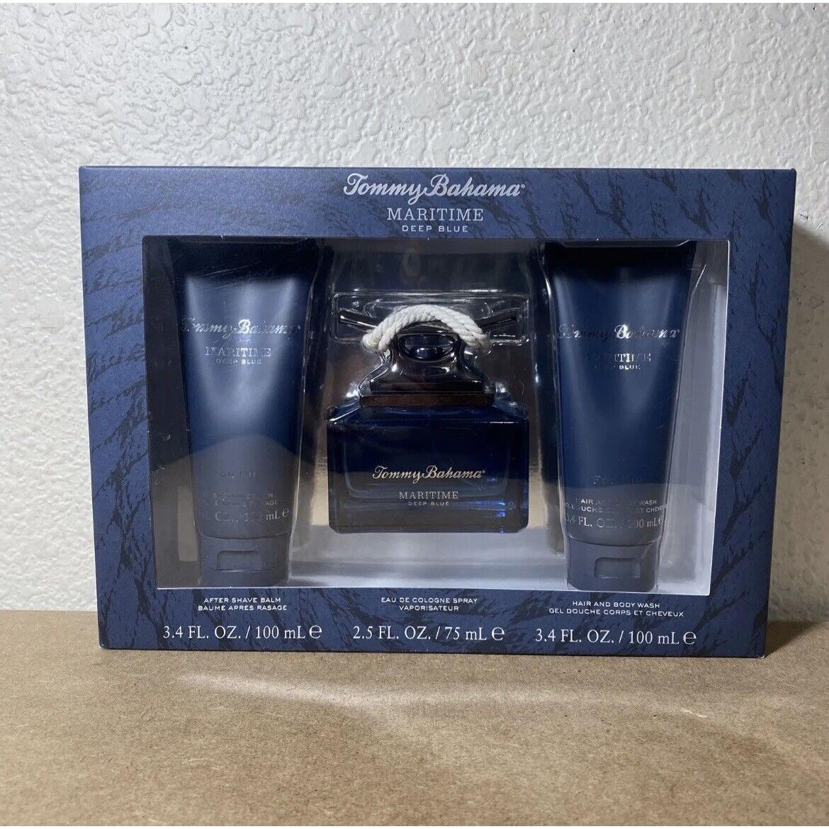 Tommy Bahama Maritime Deep Blue For Him Edt 3pc Gift Set Body Wash Shave Balm