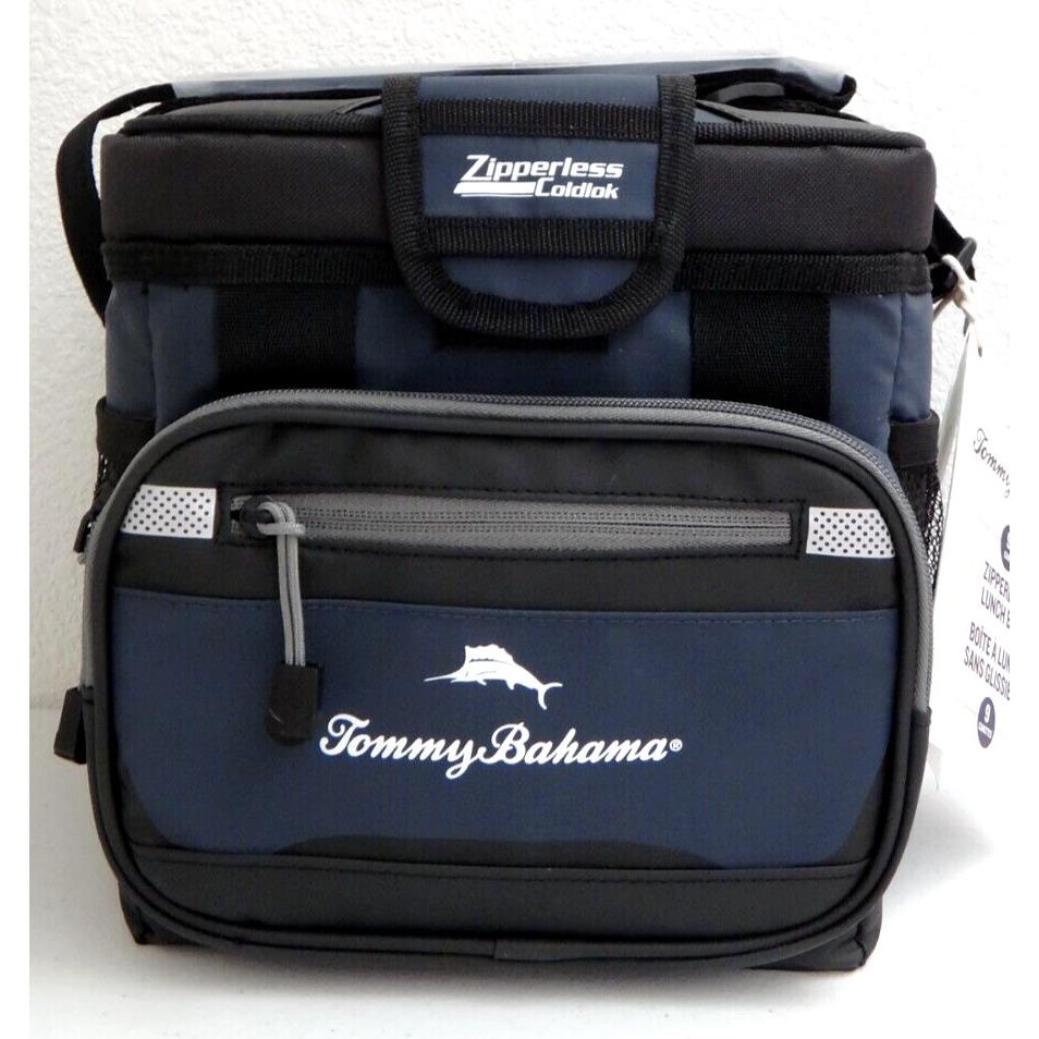 Tommy Bahama Zipperless Lunch Cooler Shoulder Bag 9 Cans Deep Freeze Gray Black