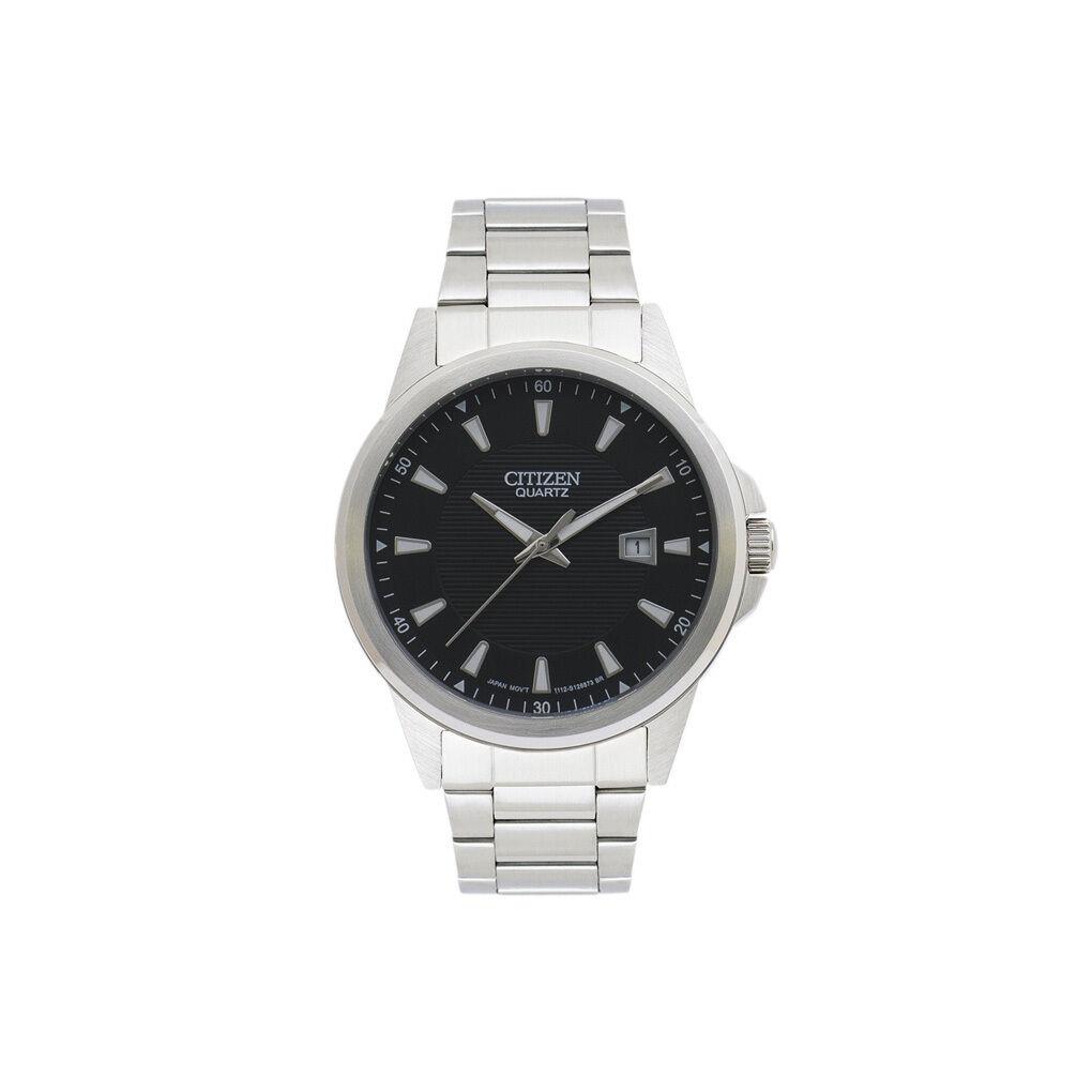 Citizen Men`s BI1010-51E Stainless Steel Silver Black Dial Date Watch