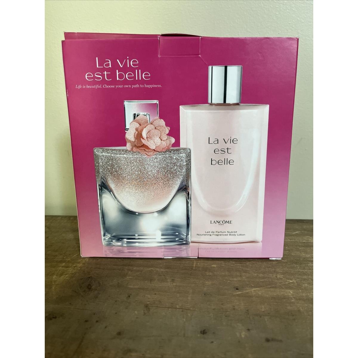 Ltd ED Lancome La Vie Est Belle Gift Set Eau De Parfum Spray Body Lotion Htf