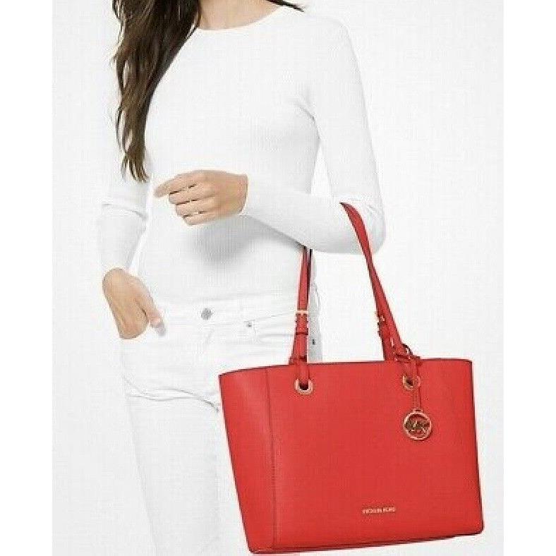 MK Michael Kors Walsh Medium Saffiano Leather Tote Bag Mandarin/red