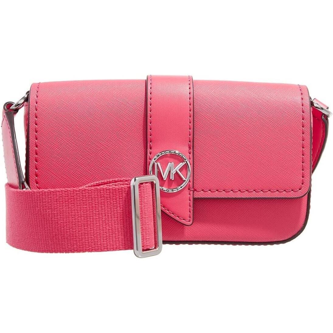 Michael Kors Greenwich Extra Small East/west Sling Crossbody Geranium One Size - Handle/Strap: Pink, Hardware: Silver, Exterior: Pink