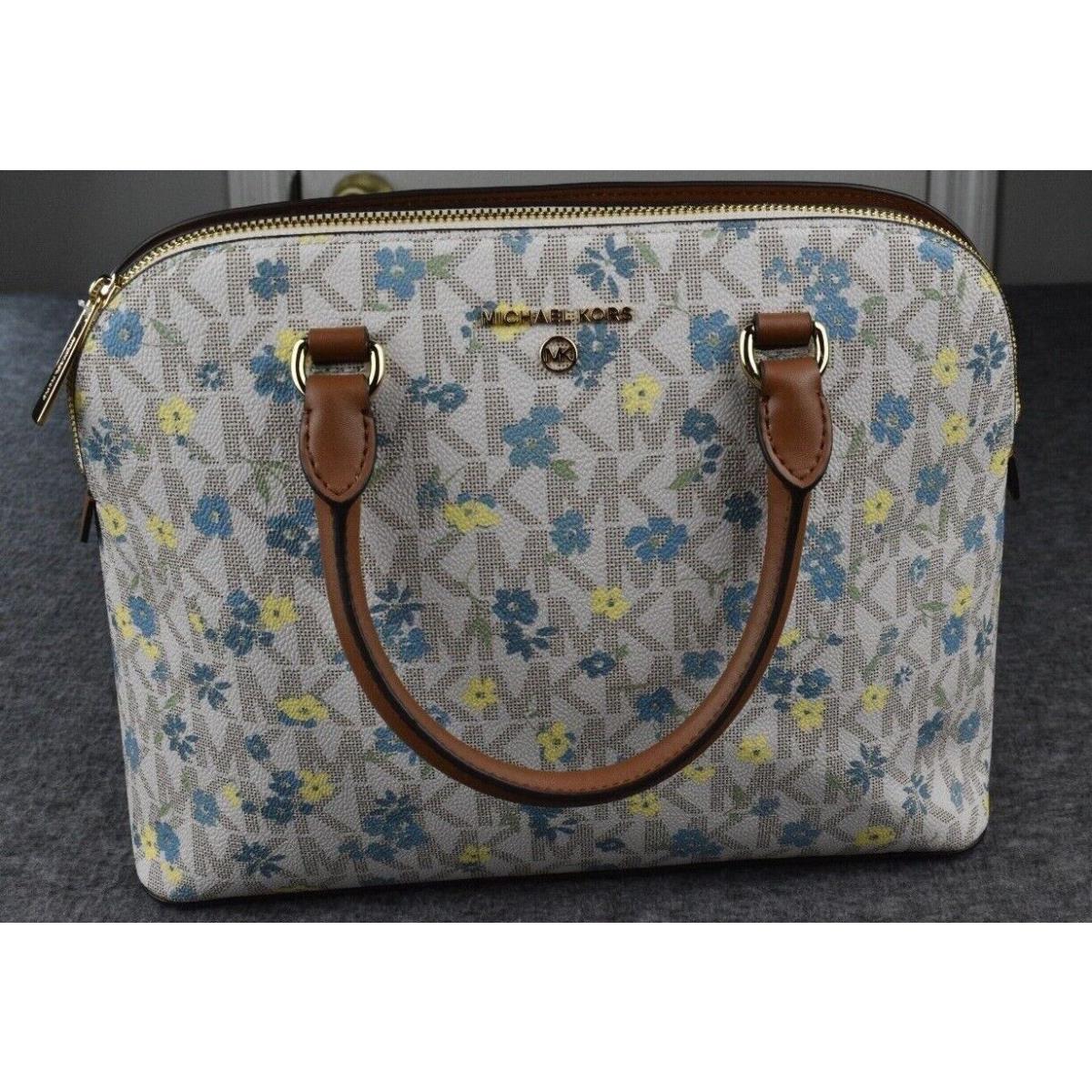 Michael Kors Vanilla Luggage Floral Large Dome Cindy Satchel