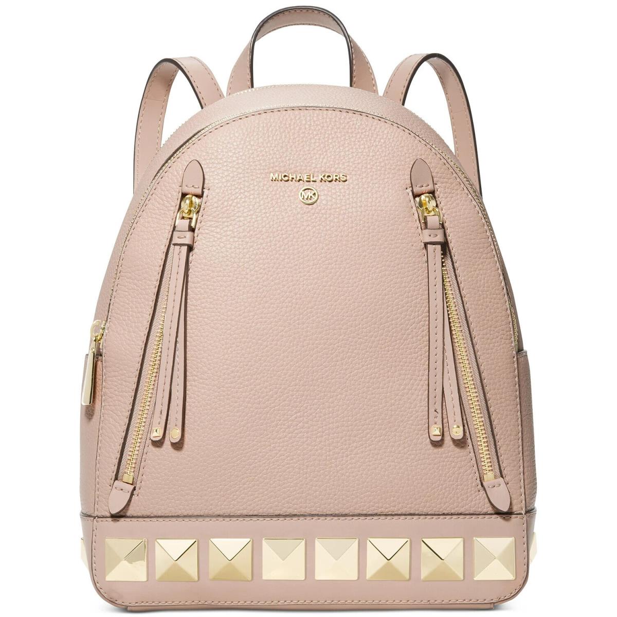 Michael Kors Brooklyn Backpack Pale Pink Pyramid Stud Travel School Bag