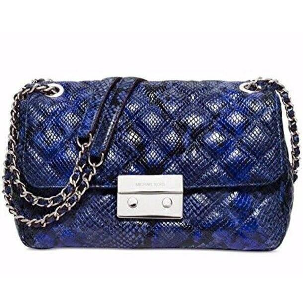 Michael Kors Sloan Electric Blue Snake Leather Crossbody Shoulder Bag