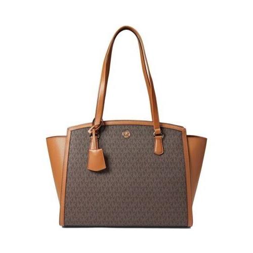 Michael Kors Chantal Logo Leather Large Tote Bag - Brown/acorn