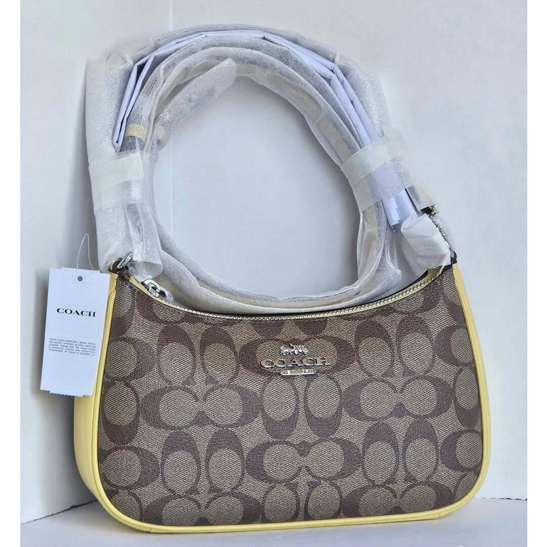 Coach Teri Shoulder Bag Brown CA548 Signature Canvas Yellow Crossbody Orgpkg