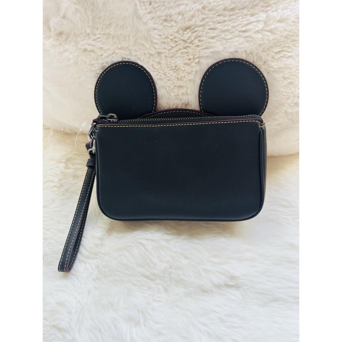 Coach X Disney Mickey Minnie Mouse Ear Wristlet Black Leather F59529 Limited