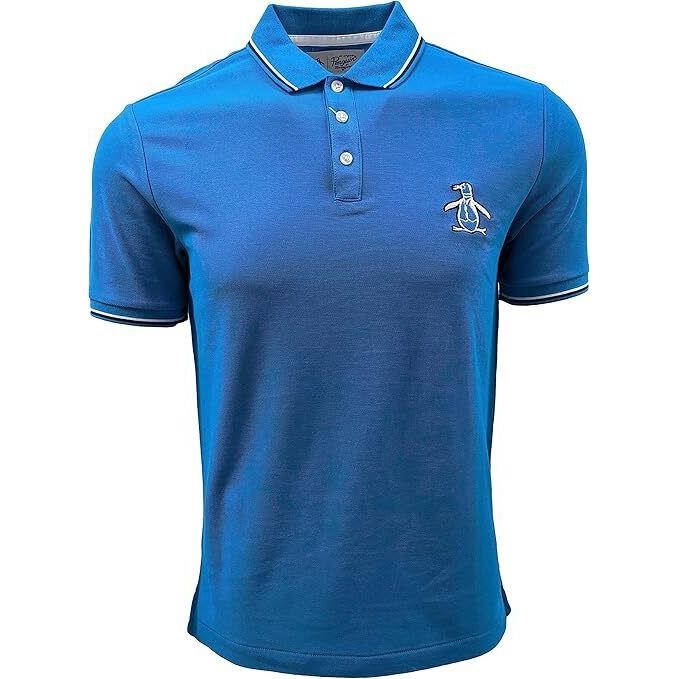 Original Penguin Men`s Mega Pete Short Sleeve Polo Shirt Blue Jewel