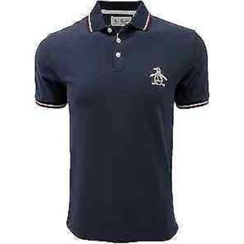 Original Penguin Men`s Mega Pete Short Sleeve Polo Shirt Dark Sapphire