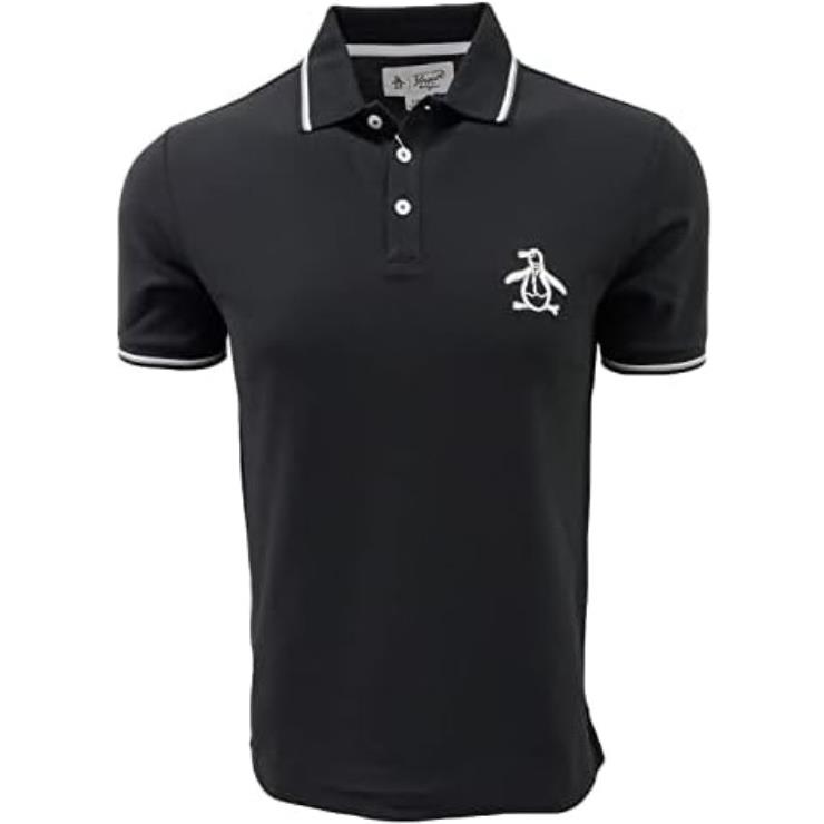 Original Penguin Men`s Mega Pete Short Sleeve Polo Shirt True Black