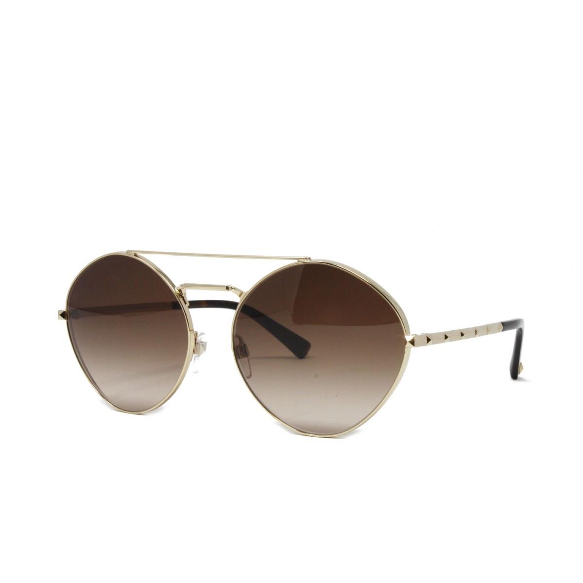 Valentino Women`s Aviator Sunglasses VA2036-300213 Gold 61mm Brown Gradient Lens