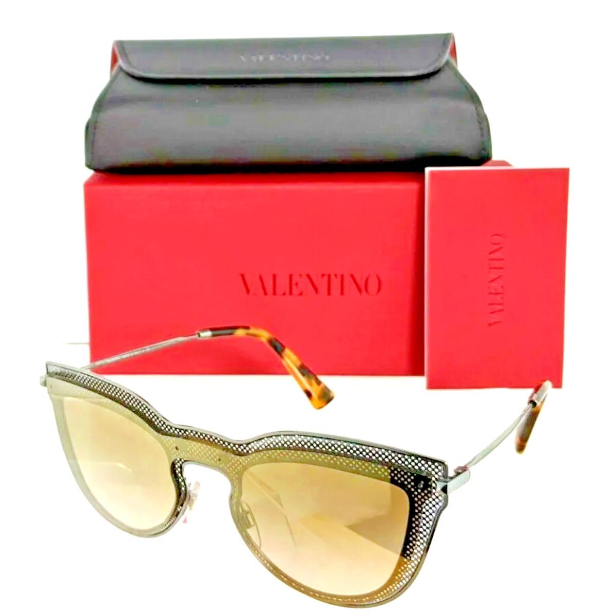 Valentino VA 2018 3005/6E Gunmetal Brown Cat Eye Sunglasses Italy