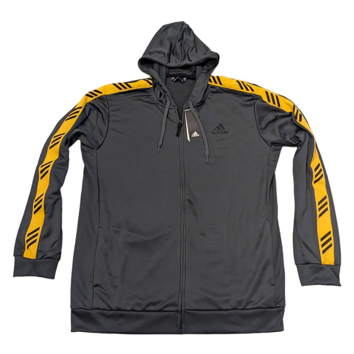 Adidas Basketball Club Gray Yellow PM Hoodie Full Zip Hooded Jacket X-large