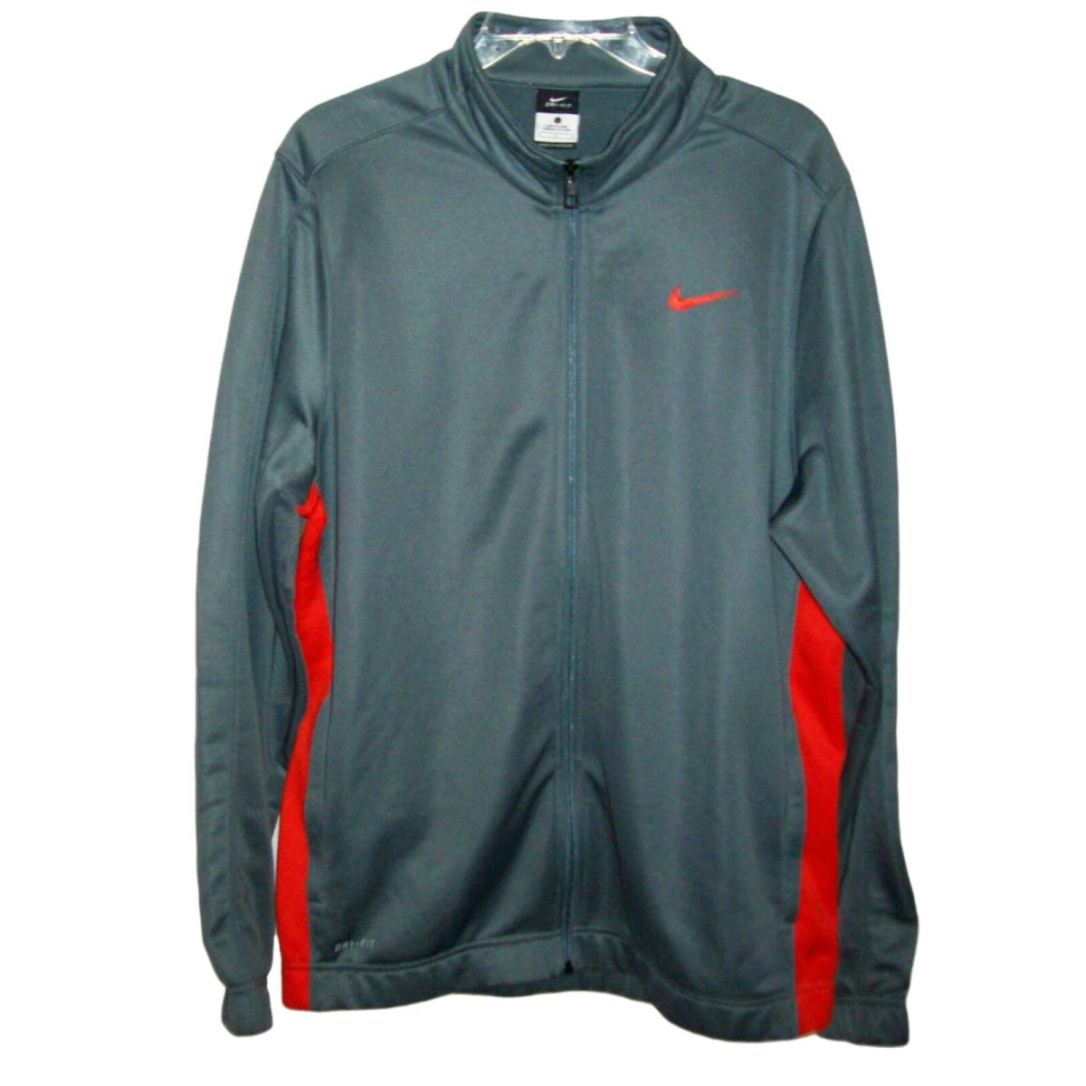 Nike Mens Fashion Zip UP Gray Poly Basketball Track Jacket Large L