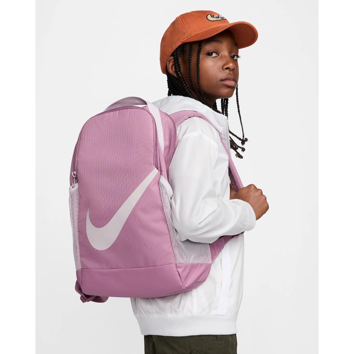 Nike Brasilia Kids Backpack `plum Dust/platinum Violet` School Book Bag 18L