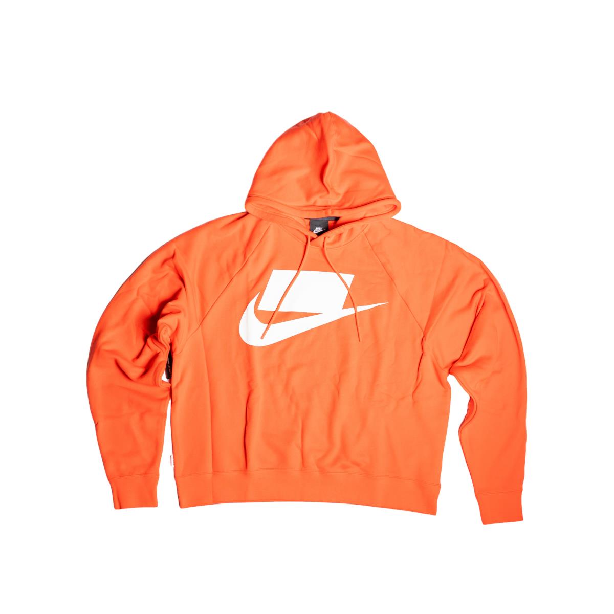 Nike Sportswear French Terry Block Logo PO Crimson/wht Men`s Hoodie AR4854-696 - Light Crimson/White