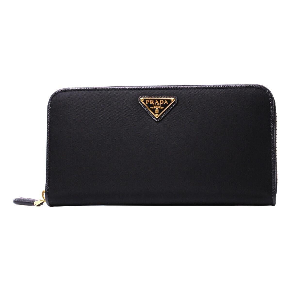 Prada Black Tessuto Nylon Zip Around Wallet