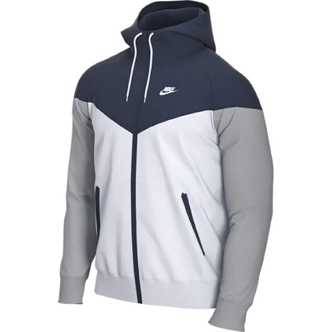 Nike Men`s Windrunner Hoodie Hooded Jacket Windbreaker Navy Black White