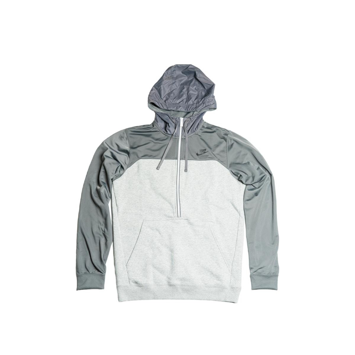 Nike Sportswear Fleece 1/2-Zip Heather Grey/charcoal Men`s Hoodie CU0122-063 - Heather Grey/Charcoal