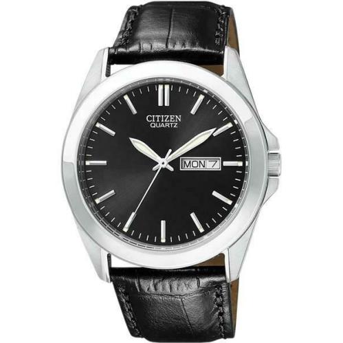 Citizen Men`s Dress Black Dial Black Leather Watch - BF0580-06E