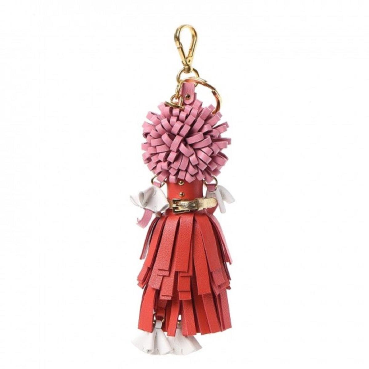 Prada Trick Pelle Key Chain Key Ring Bag Charm Doll Wendy Red Pink Leather