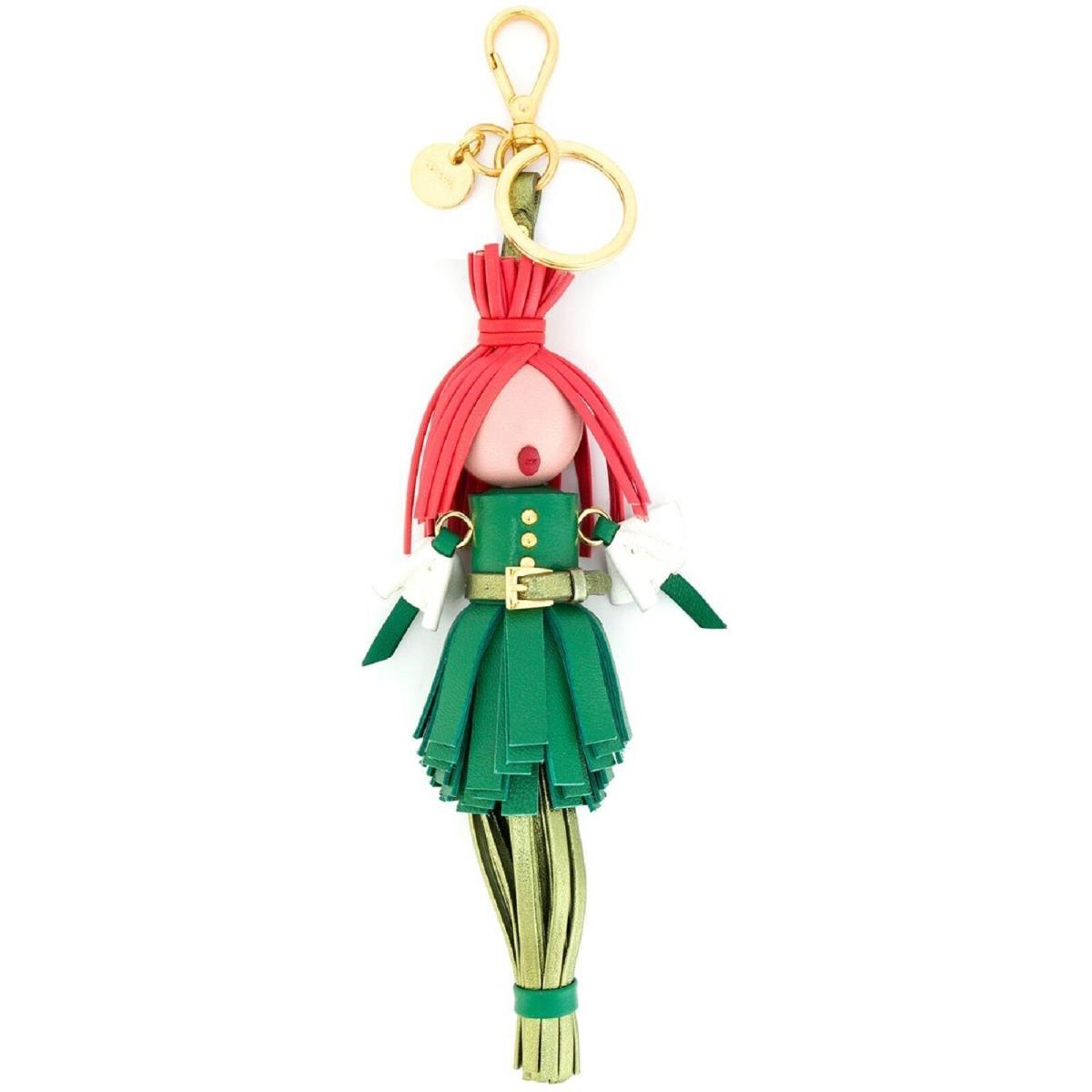 Prada Trick in Pelle Alice Doll Red Hair Mango Green Leather Key Chain 1TL172