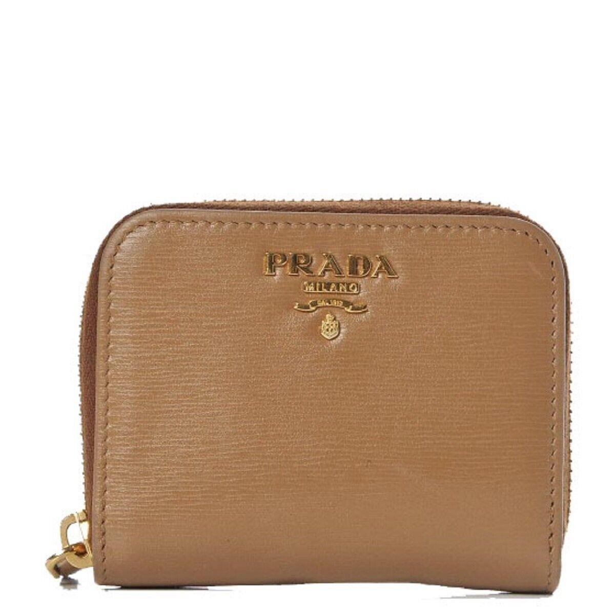 Prada Vitello Move Cipria Beige Leather Zip Around Wallet 1MM268