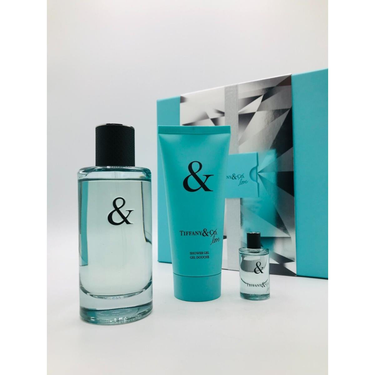 Tiffany Co Love Men 3pc Set Cologne Spray 3.0 oz Shower Gel 3.3 oz and Mini