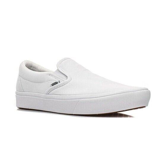 Vans Comfycush Slip On Canvas White Sneakers VN0A3WMDVNG Women`s 10.5 Sz Men`s 9