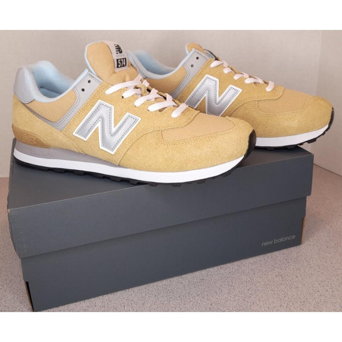 Men`s Size 10 New Balance 574 Low Brown Grey Blue Sneakers U574PGW Womens 11.5