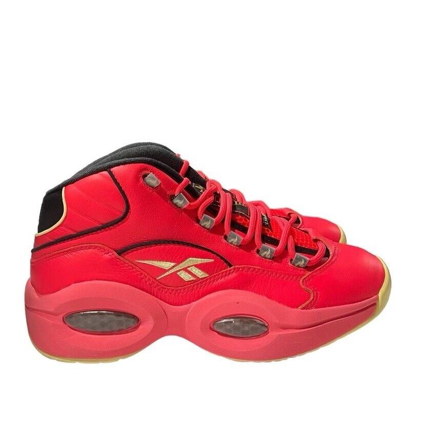 Reebok Basketball Question Mid x Hot Ones Mens Basketball Shoe Red Black Sneaker - Red