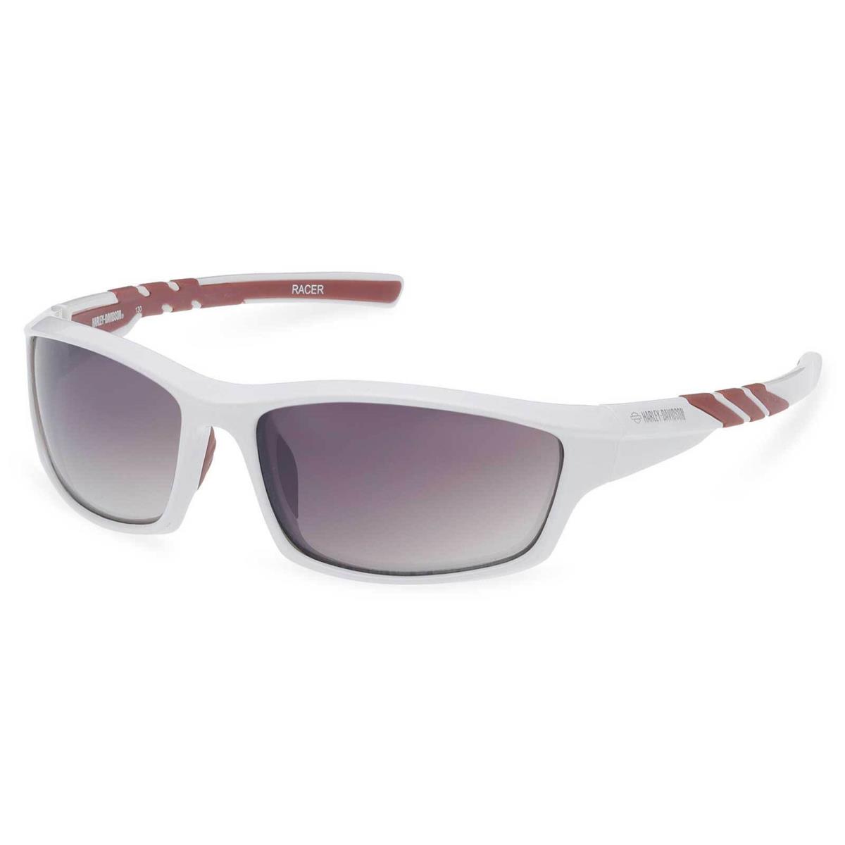 Harley-davidson Women`s Racer Square Sunglasses Shiny White Plastic Frames