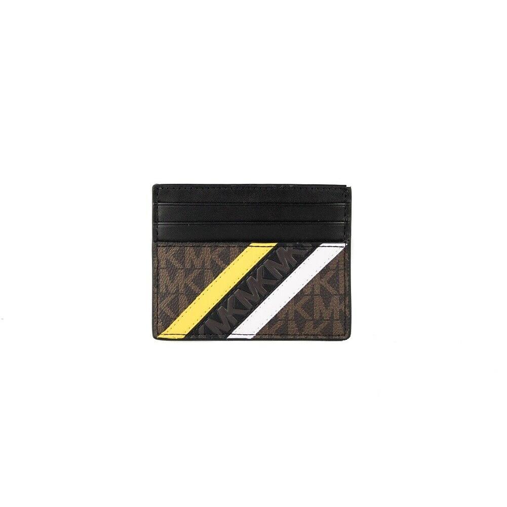 Michael Kors Cooper Mini MK Logo Pvc Tall Card Case Brown/lemon - Brown