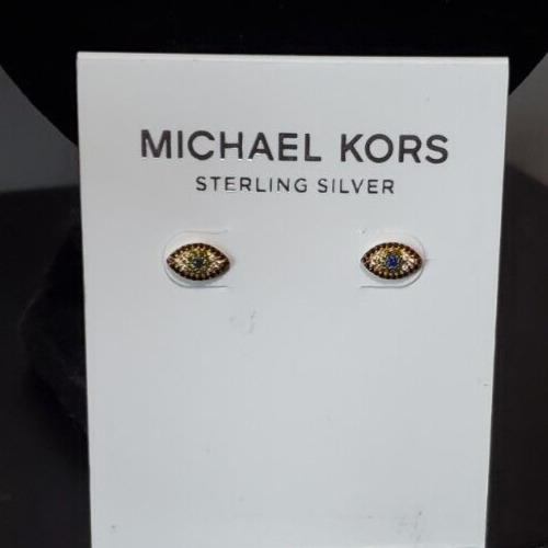 Michael Kors Evil Eye Stud Earrings Yellow Gold-plate Sterling Silver