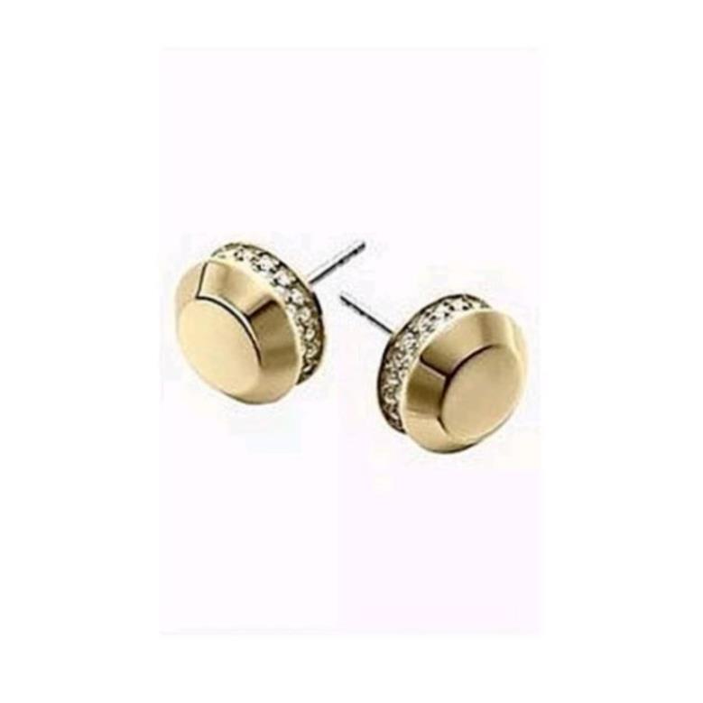 Michael Kors Yellow Gold Stsinless Steel Crystals Pave Stud Earrings MKJ3270710