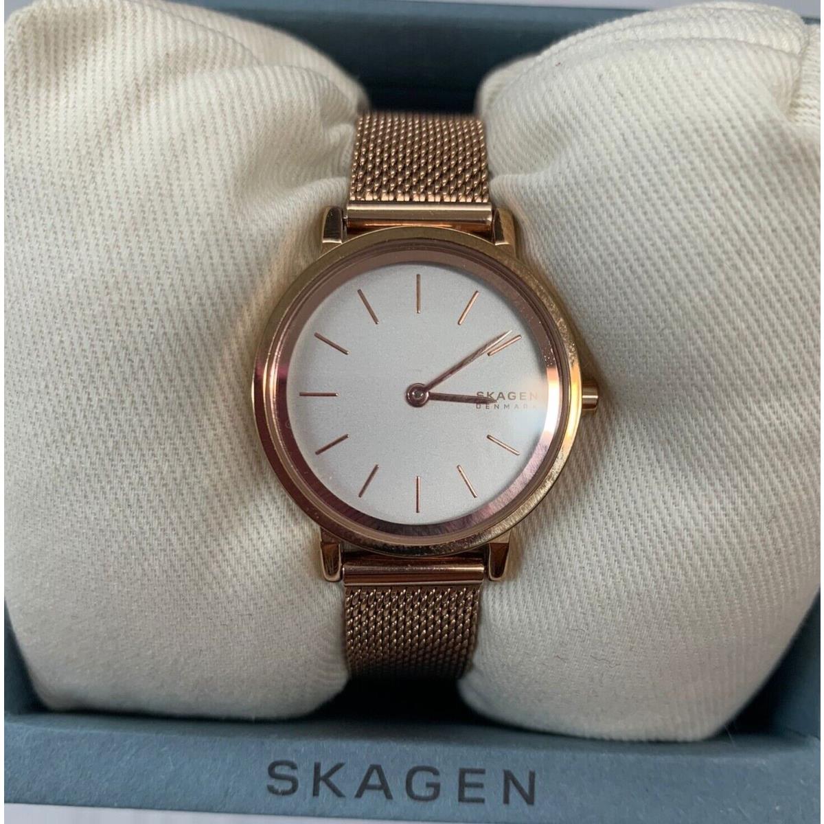 Skagen Hald SKW2826 Women`s 26mm White Dial Gold Tone Stainless Steel Mesh Watch