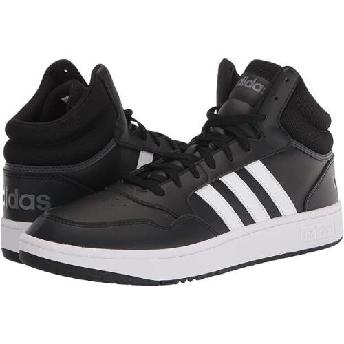 Man Adidas Hoops Mid Sneaker GW3020 Lace Up Color Black/white/grey - Black/White/Grey