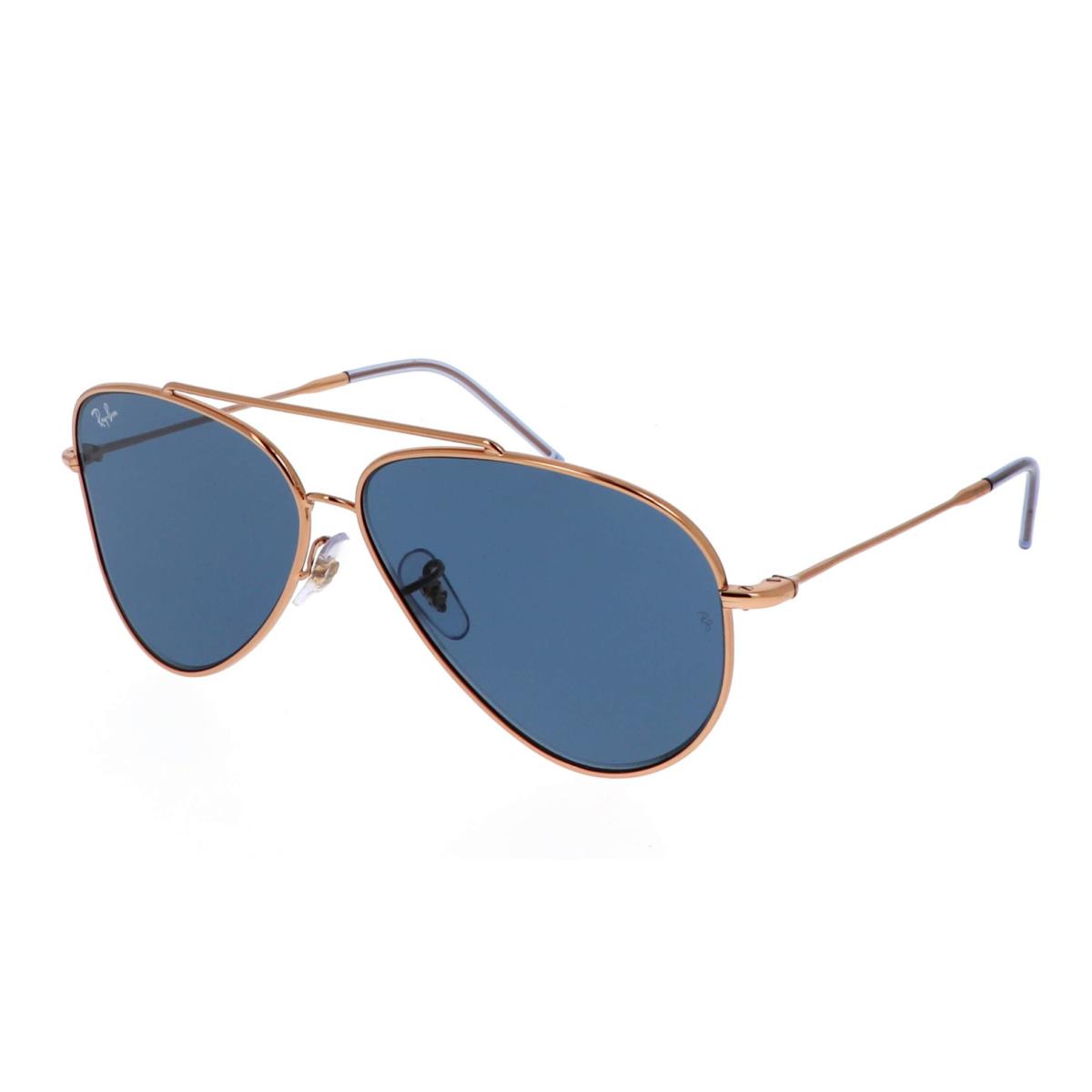 Ray-ban Sunglasses Aviator Reverse RB R0101S 9202/3A Rose Gold Frame Blue Lenses