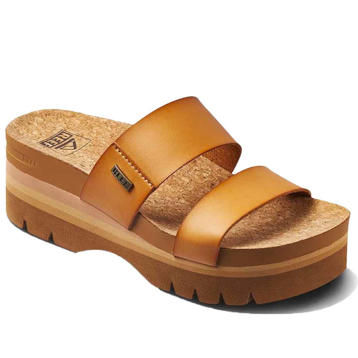 Reef CJ0655 Women`s Cushion Vista Higher Natural Chunky Platform Slide Sandal