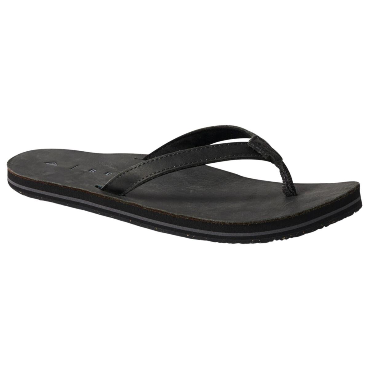 Reef CJ5641 Women`s Solana Leather Dusty Black Comfort Beach Sandal Flip Flop