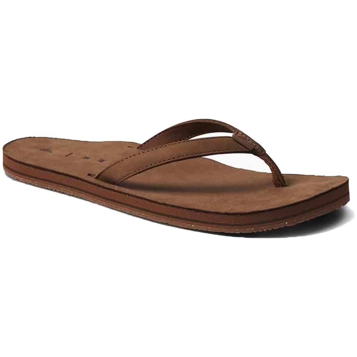 Reef CJ5639 Women`s Solana Leather Classic Brown Comfort Beach Sandal Flip Flop